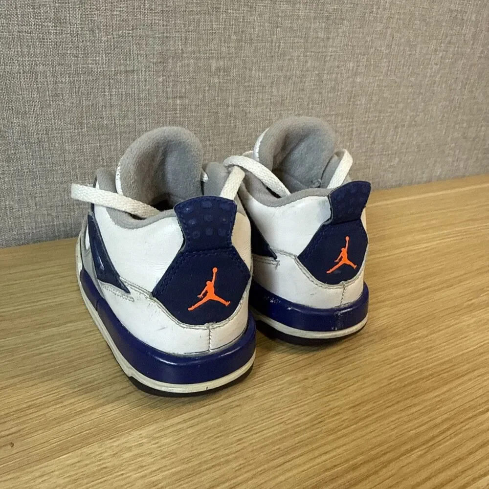 Nike Air Jordan 4 IV Retro TD Toddler Deep Royal Blue Orange White Sz 8C